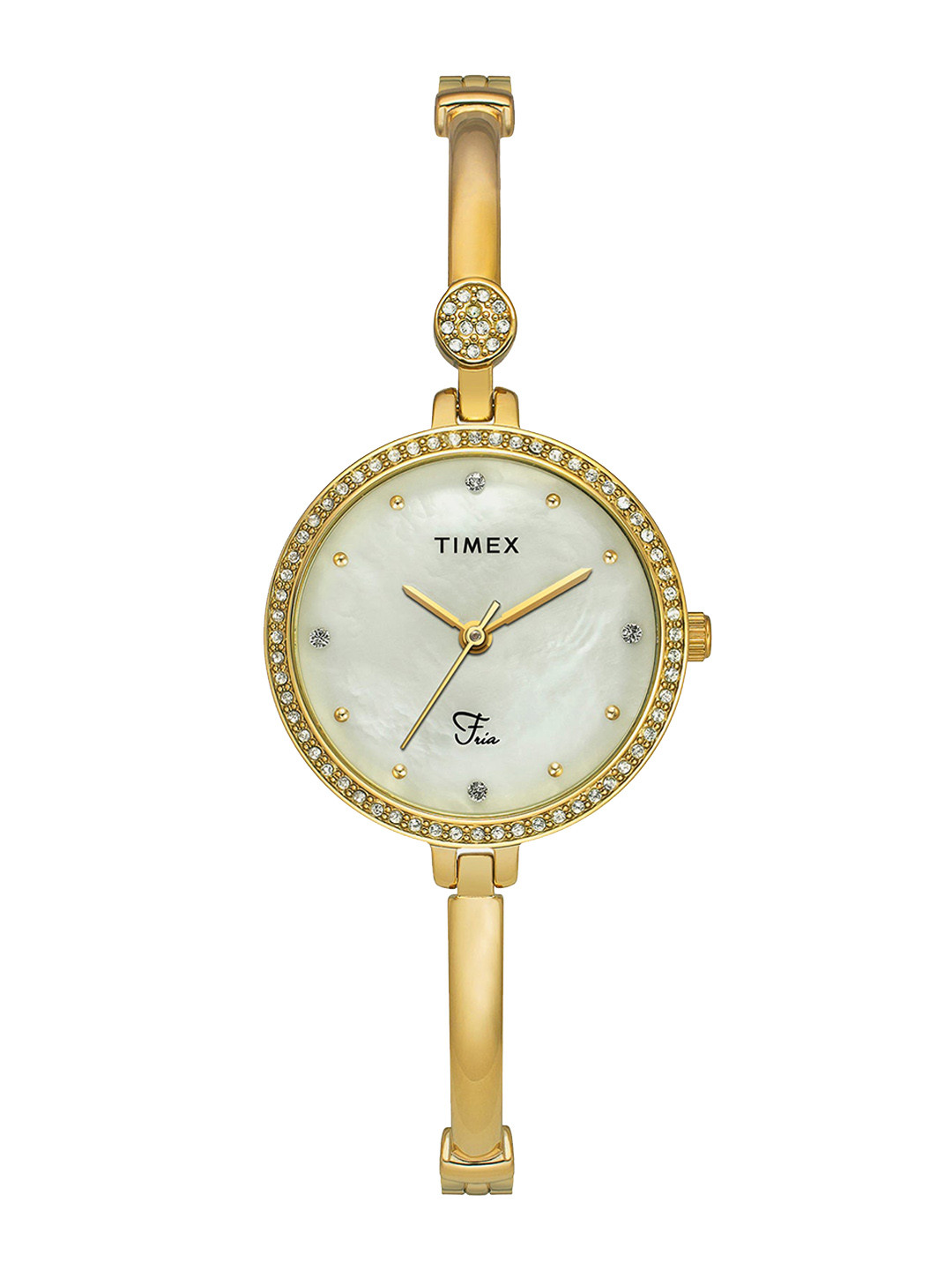 

Timex Women Brass Mother of Pearl Dial & Bracelet Style Straps Analogue Watch TWEL18401, Silver