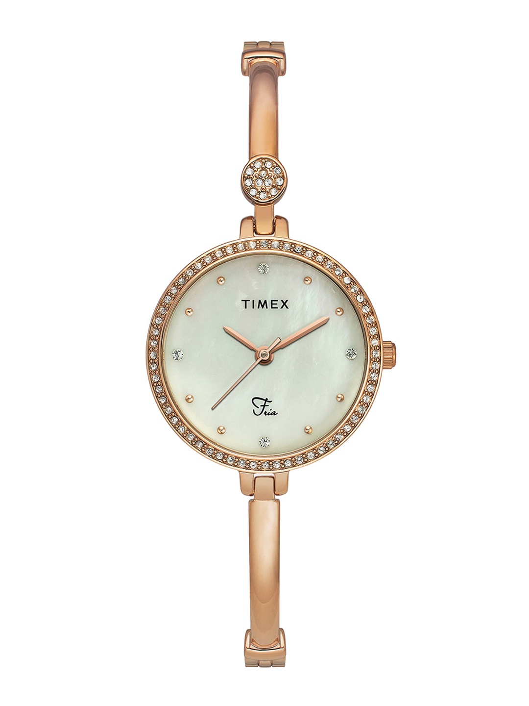 

Timex Women Brass Embellished Dial & Bracelet Style Straps Analogue Watch TWEL18402, Silver