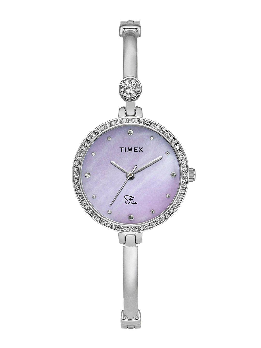 

Timex Women Brass Embellished Dial & Bracelet Style Straps Analogue Watch TWEL18400, Silver