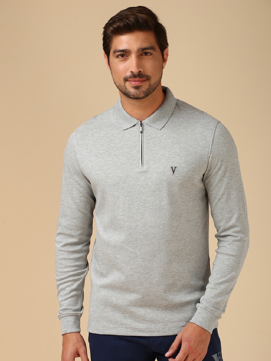 

Van Heusen Men Solid Polo Collar T-shirt, Grey