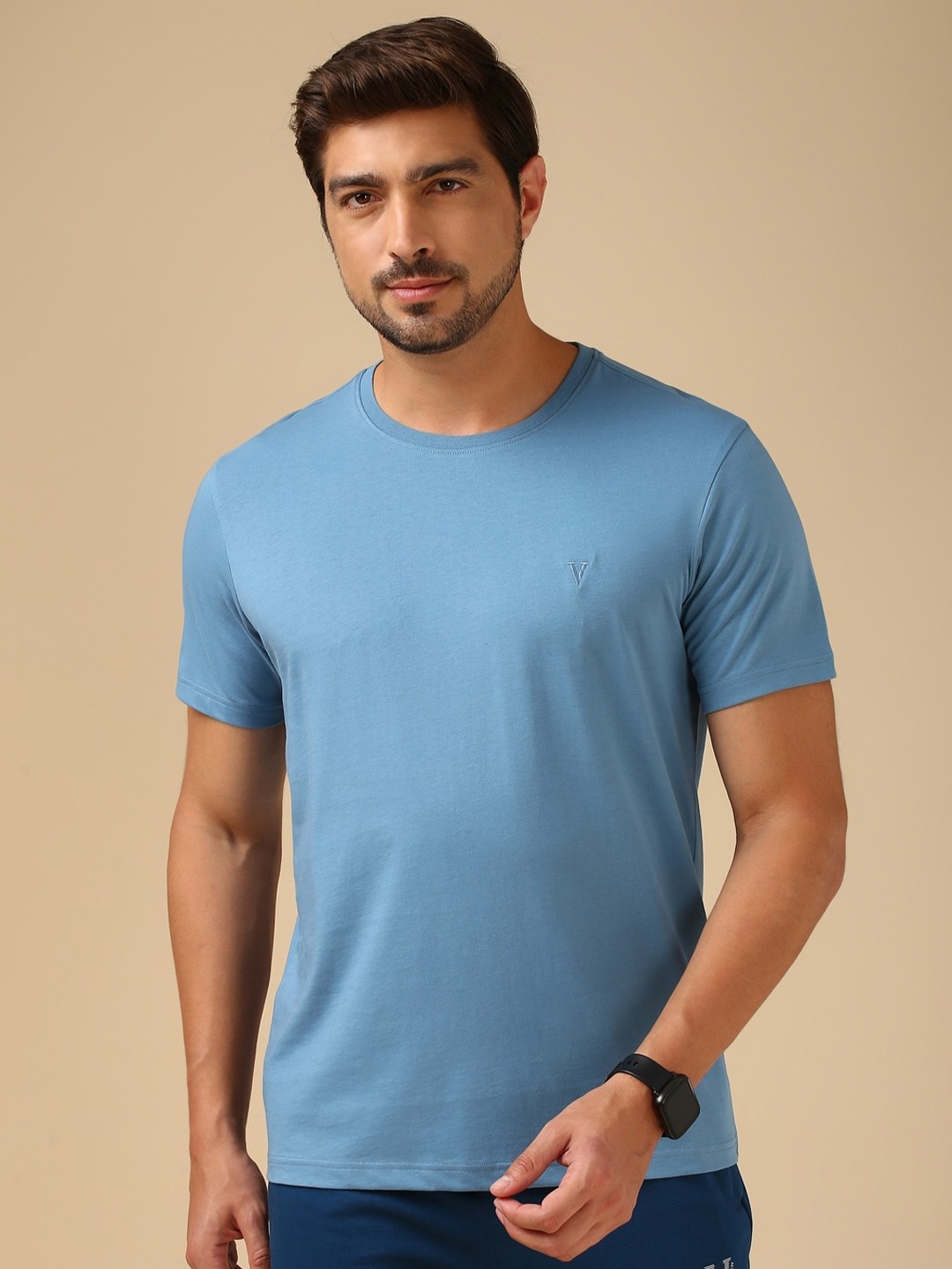 

Van Heusen Men Solid xl Round Neck T-shirt, Blue