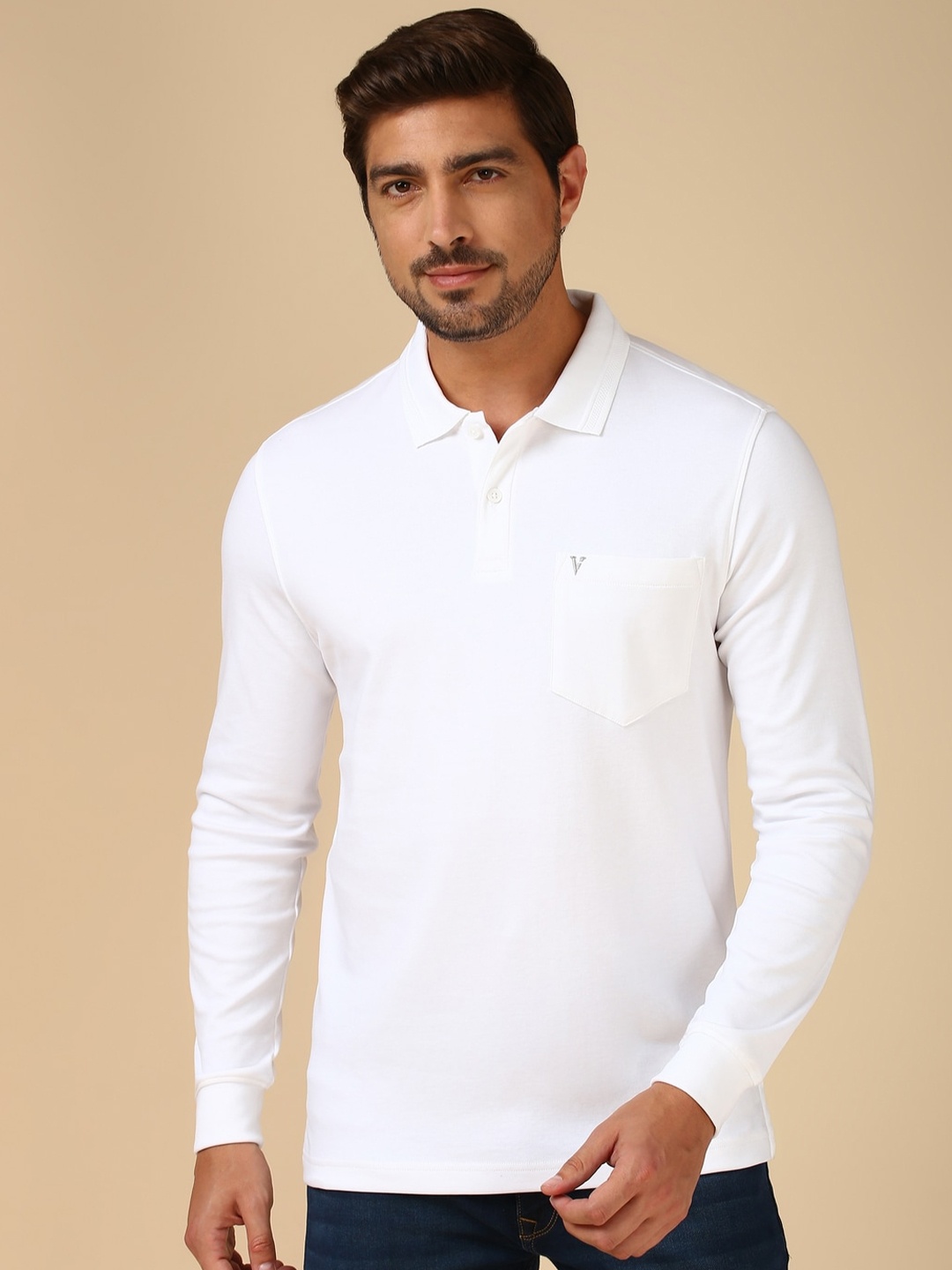 

Van Heusen Men Solid Polo Collar Pockets T-shirt, White