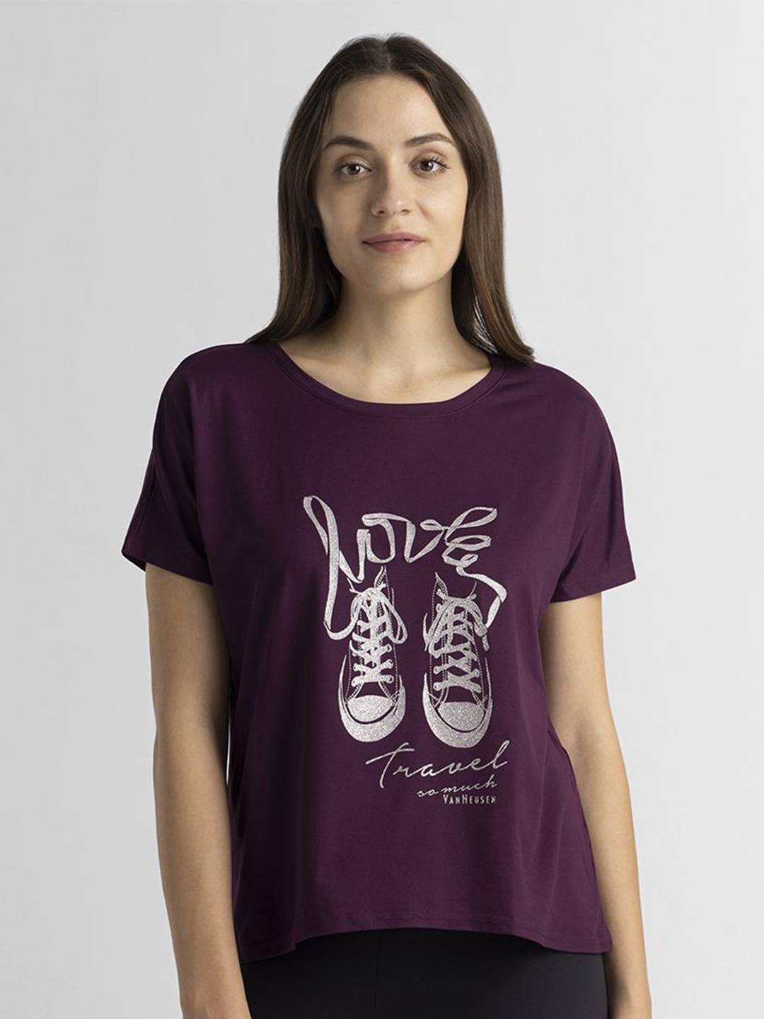 

Van Heusen Athleisure Front Print Moisture Wicking T-Shirt, Purple