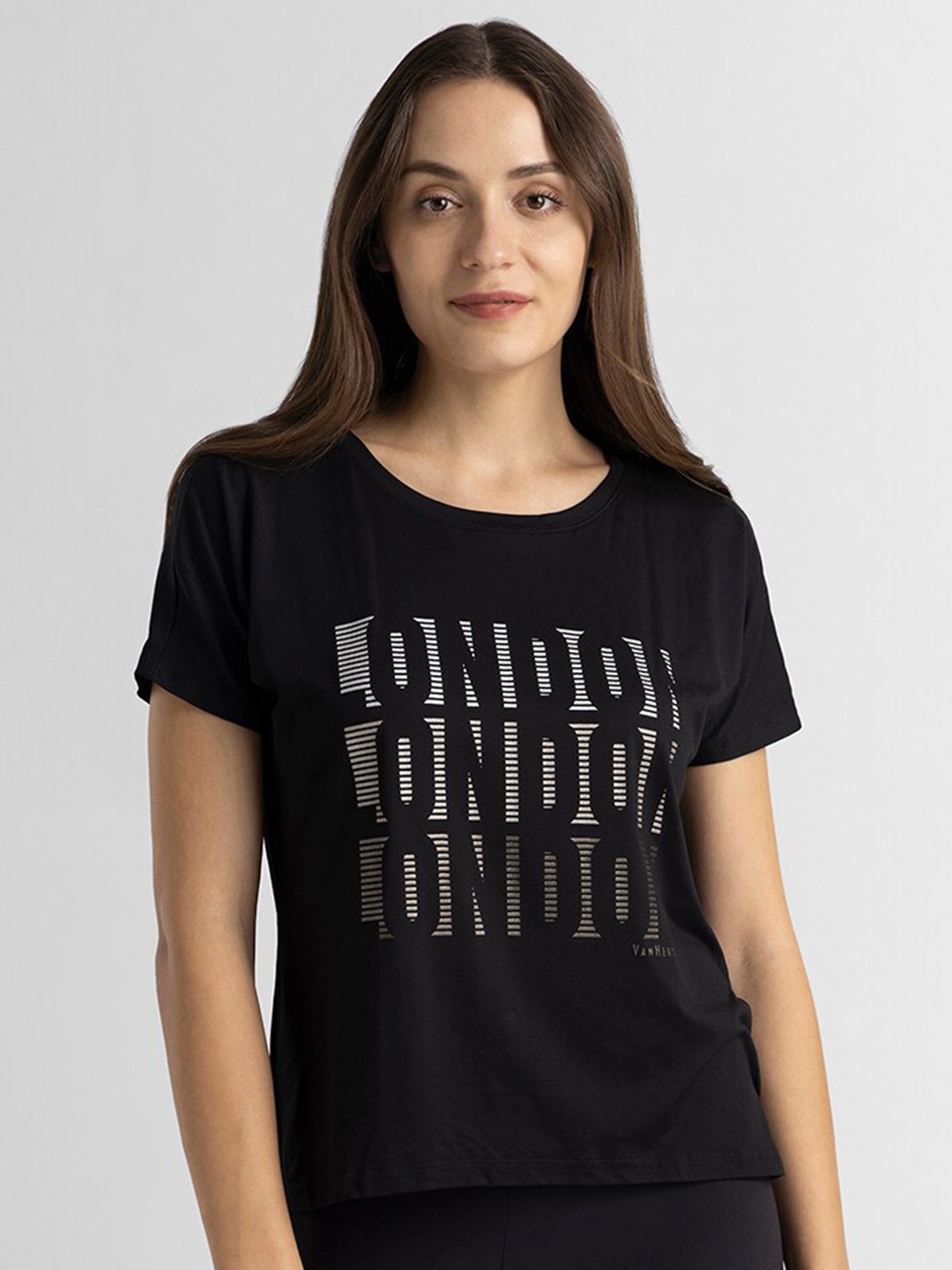 

Van Heusen Athleisure Printed Moisture Wicking T-shirt, Black