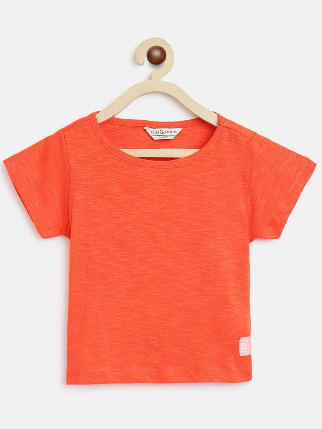 

TALES & STORIES Girls Raw Edge T-shirt, Orange