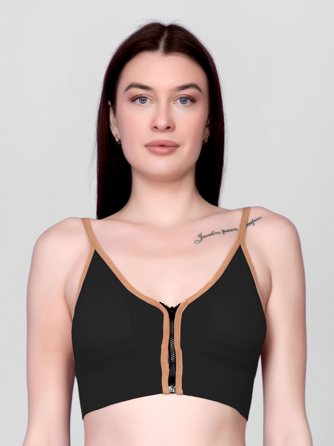 

DEALSEVEN FASHION Sold Removable Padding Full Coverage Everyday Bra, Black