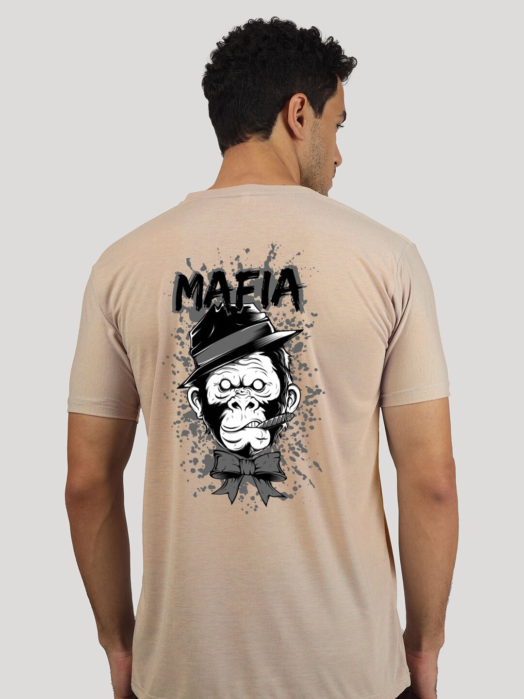 

Greylongg Men Graphic Printed Round Neck T-shirt, Beige