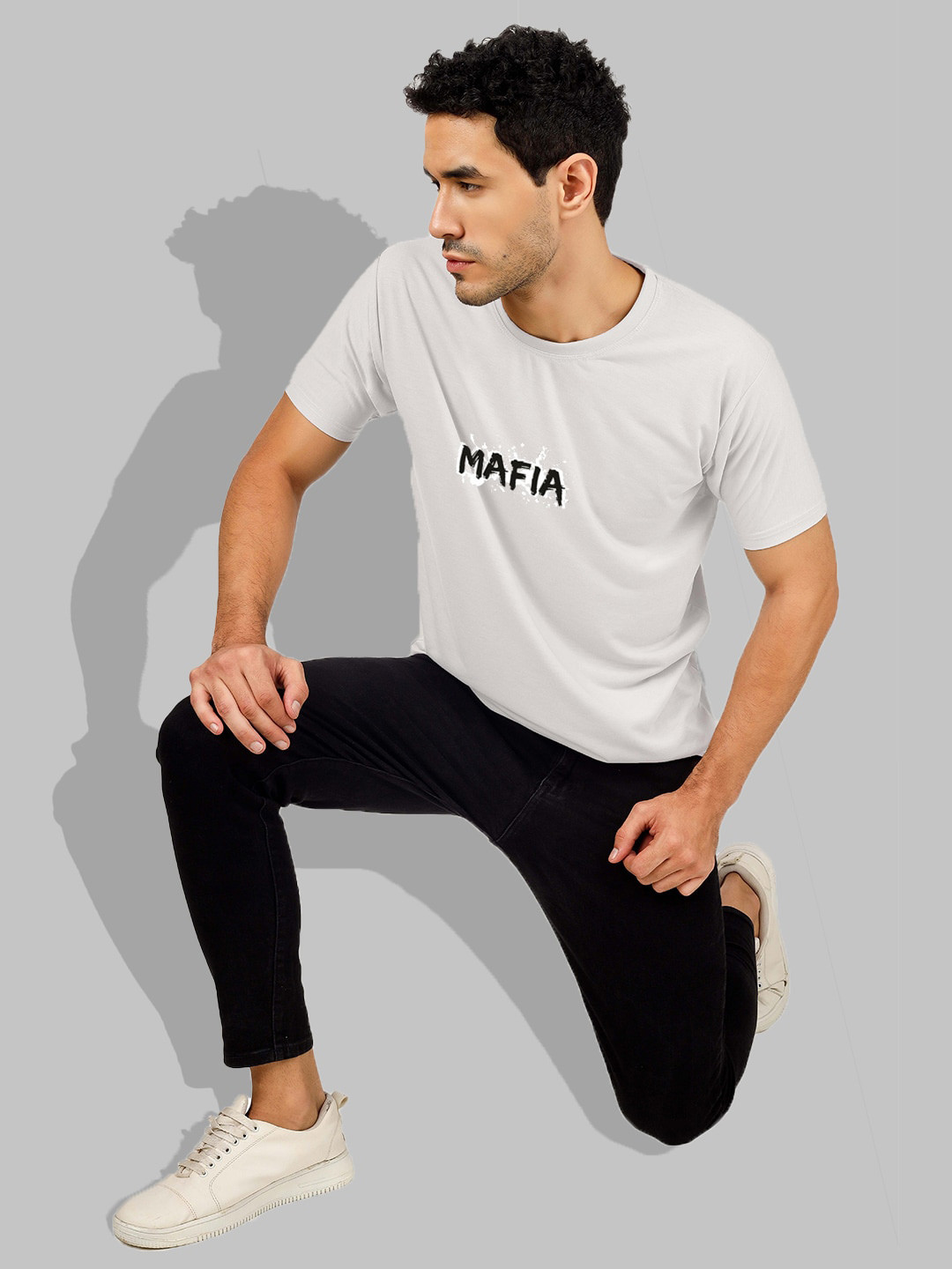

Greylongg Men Graphic Printed Round Neck T-shirt, White