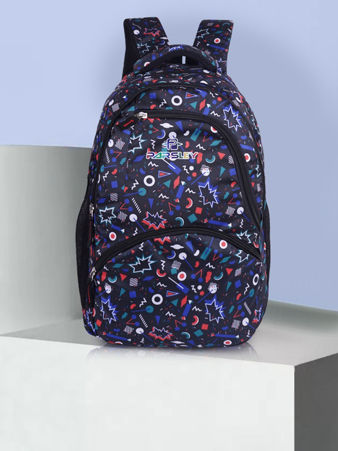 

PARSLEY Unisex Kids Geometric Polyester Backpack, Black