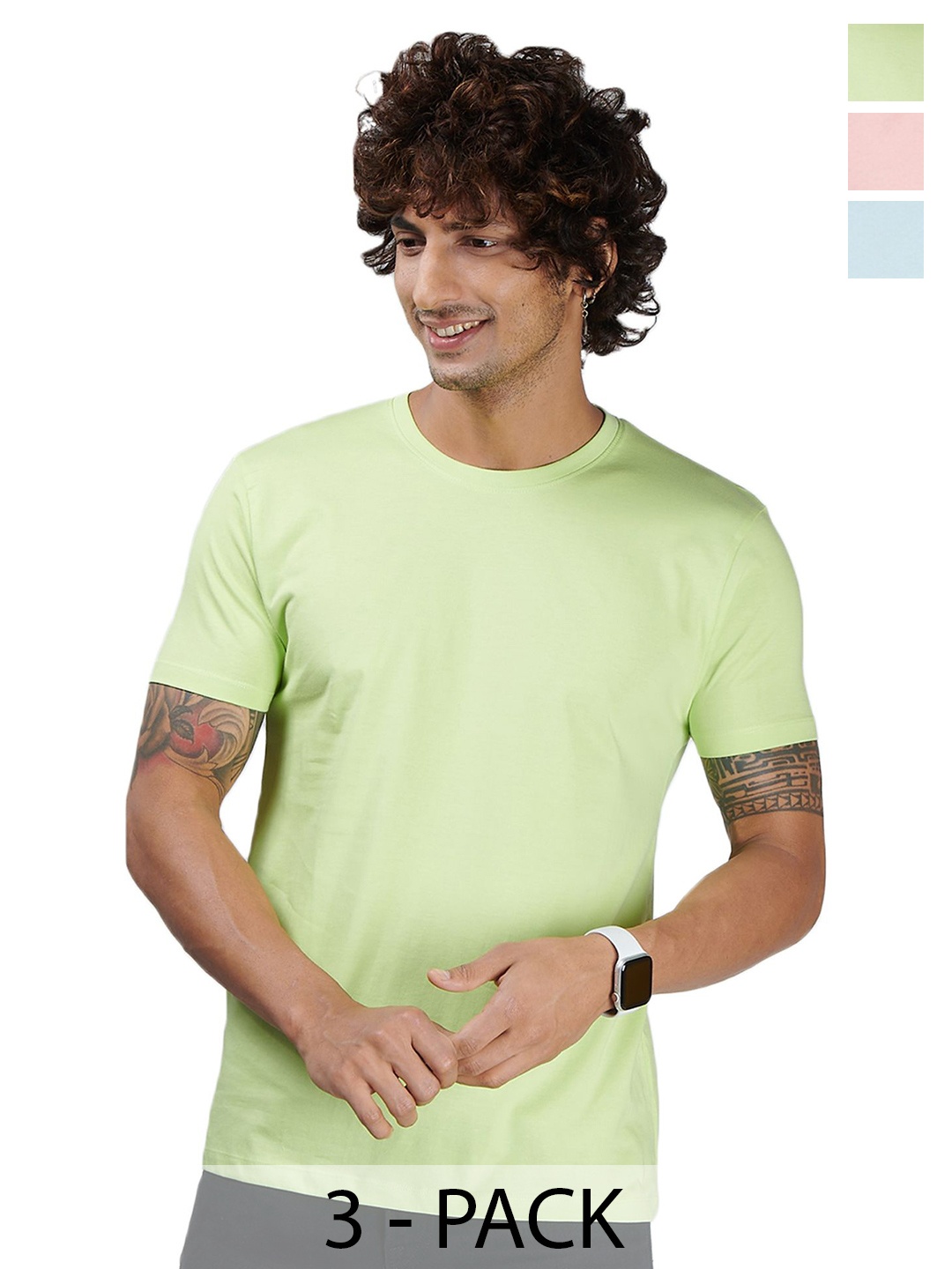

STATUS MANTRA Men 3 Raw Edge T-shirt, Multi
