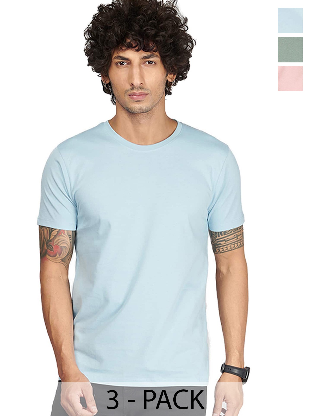 

STATUS MANTRA Men Set Of 3 Trending Round Neck T-shirt, Multi