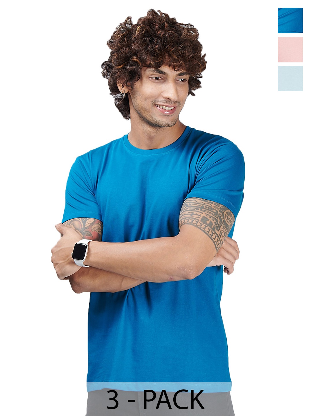 

STATUS MANTRA Men Set Of 3 Trending Round Neck T-shirt, Multi