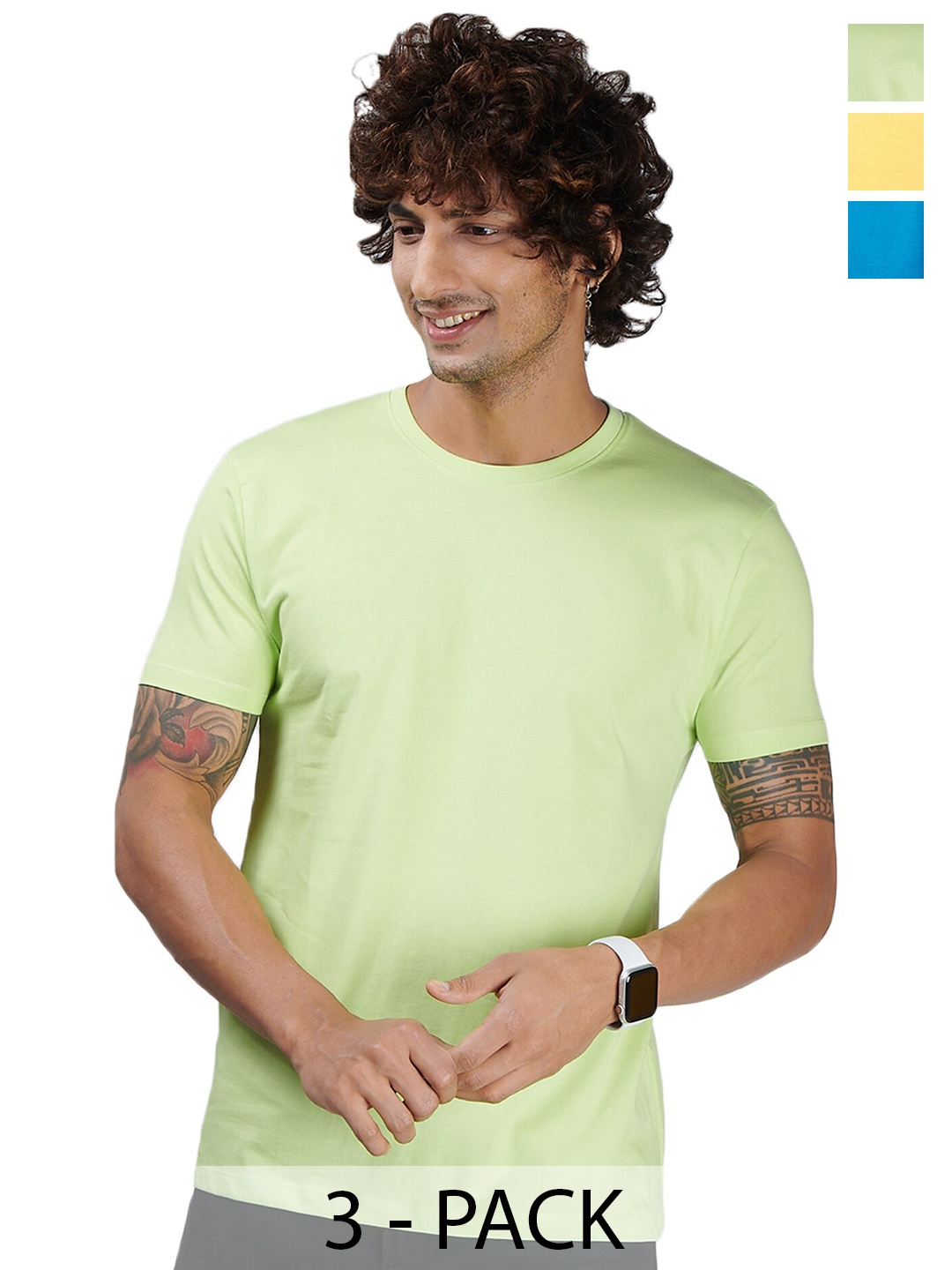 

STATUS MANTRA Men Set Of 3 Trending Round Neck T-shirt, Multi