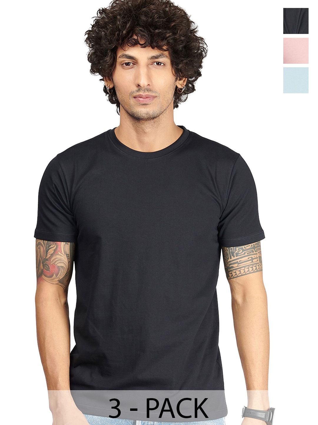 

STATUS MANTRA Men Set Of 3 Trending Round Neck T-shirt, Multi