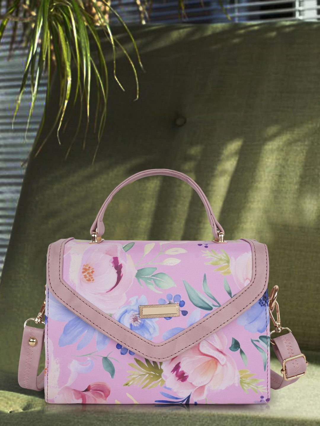 

PARSLEY Women Printed PU Shopper Tote Bag with Tasselled, Pink