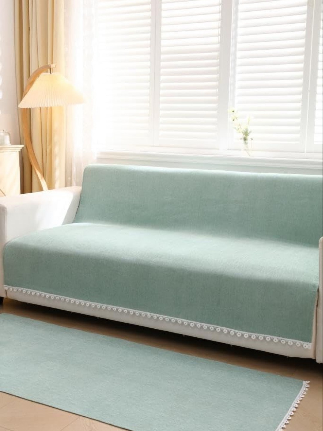 

HomeCloud Green & White Solid Other 1 Piece Sofa Cover