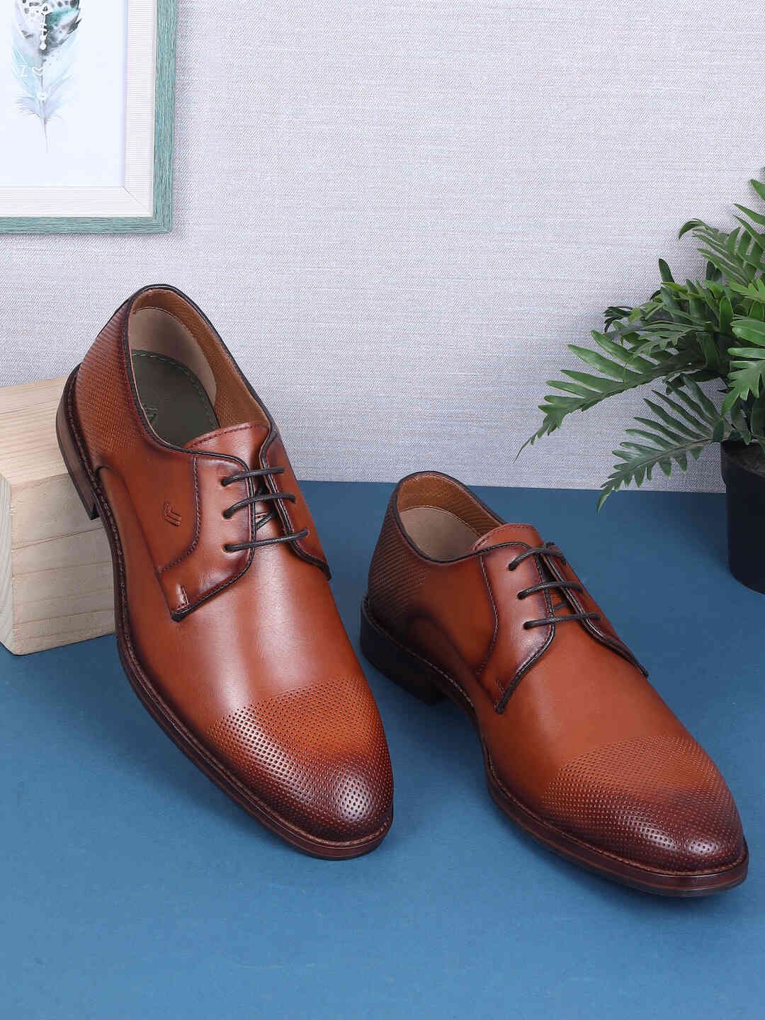 

Metro Men Formal Leather Derby Shoes, Tan