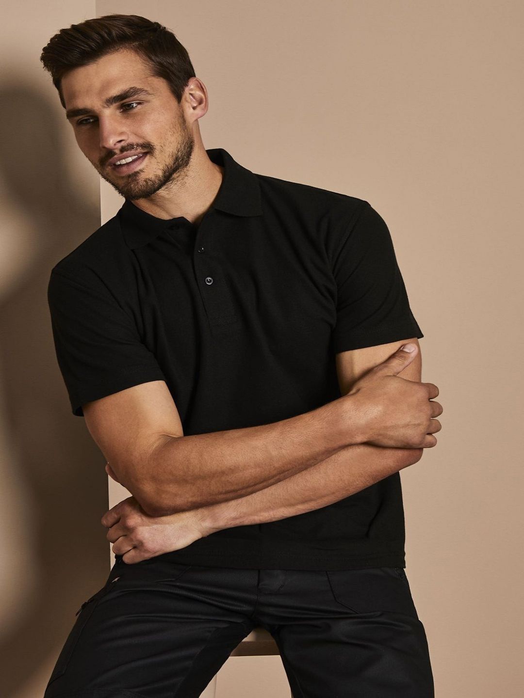 

BAESD Men Polo Collar Pockets T-shirt, Black
