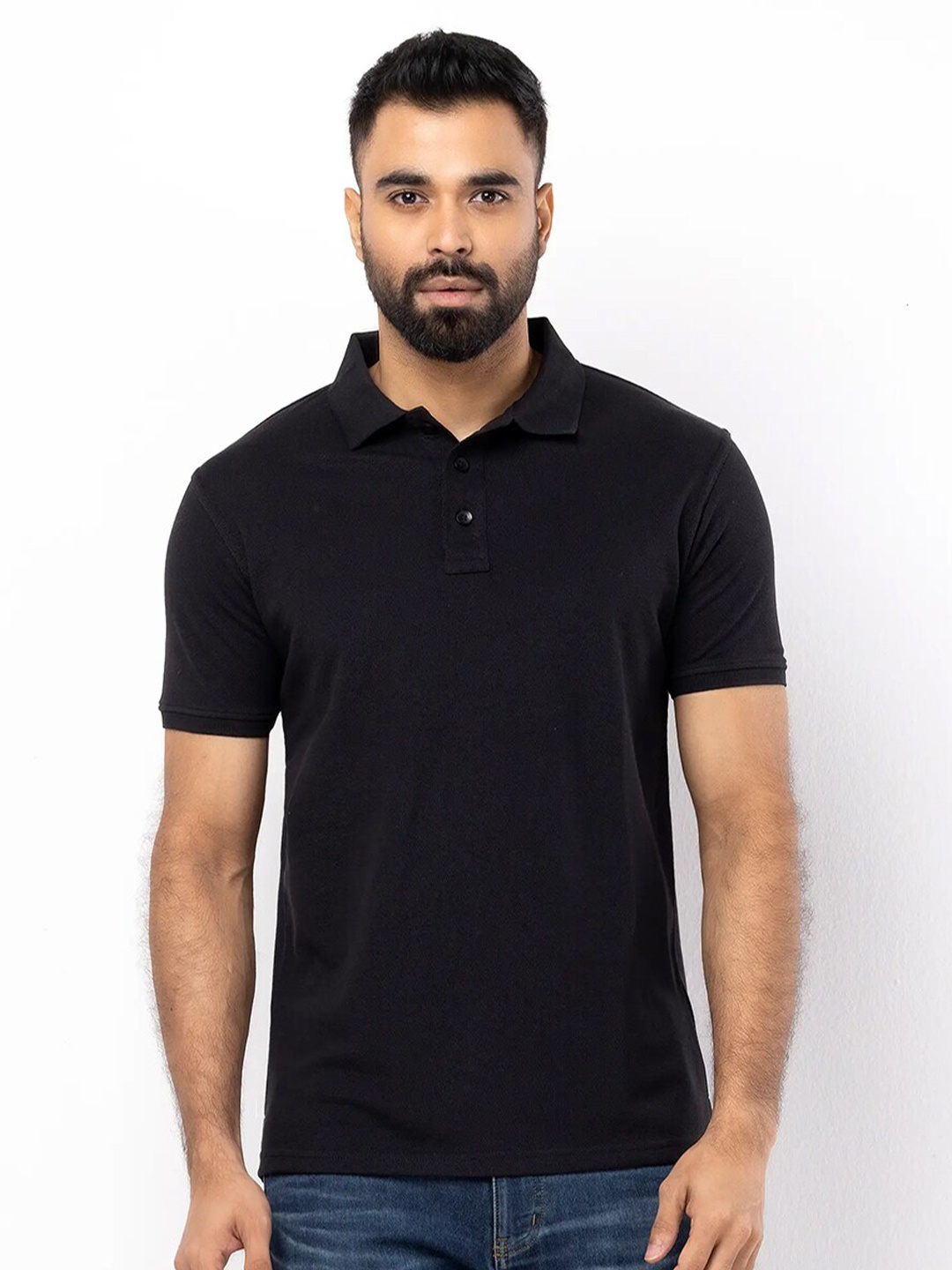 

BAESD Men Hooded Applique T-shirt, Black