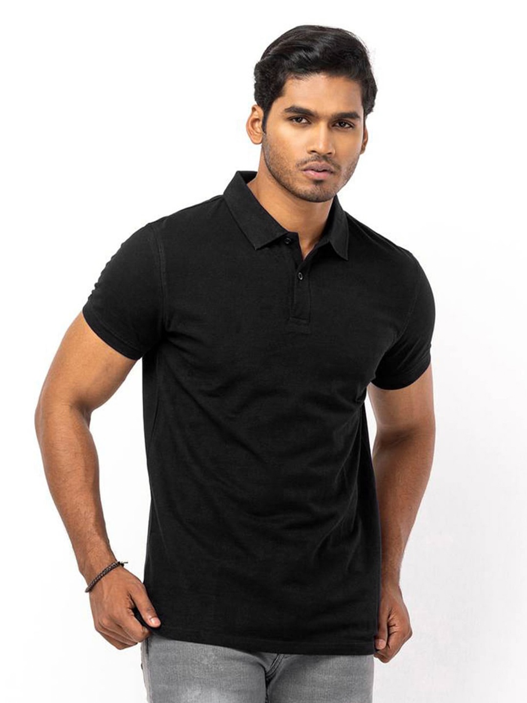

BAESD Men Polo Collar Pockets T-shirt, Black