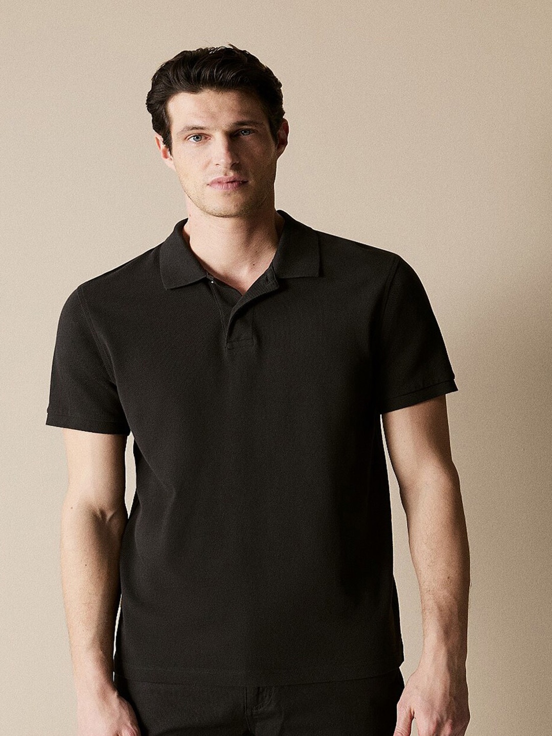 

BAESD Men Polo Collar Pockets T-shirt, Black