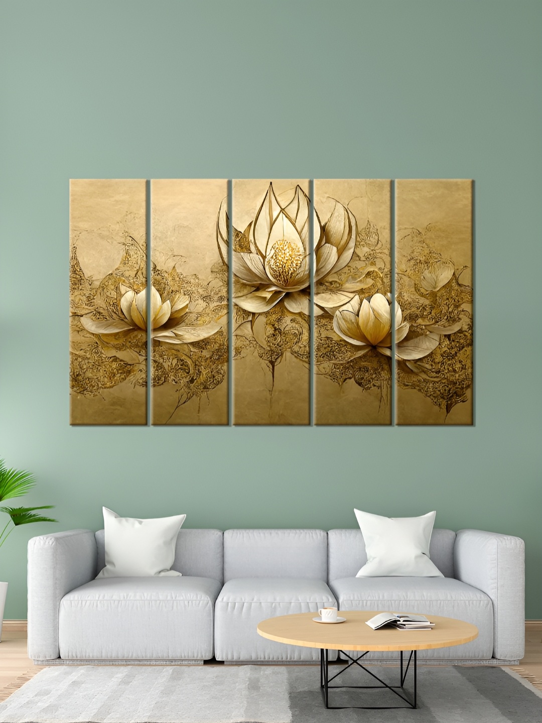 

OLIVE TREE Gold-Toned 5 Piece Wood Other Wall Paintings