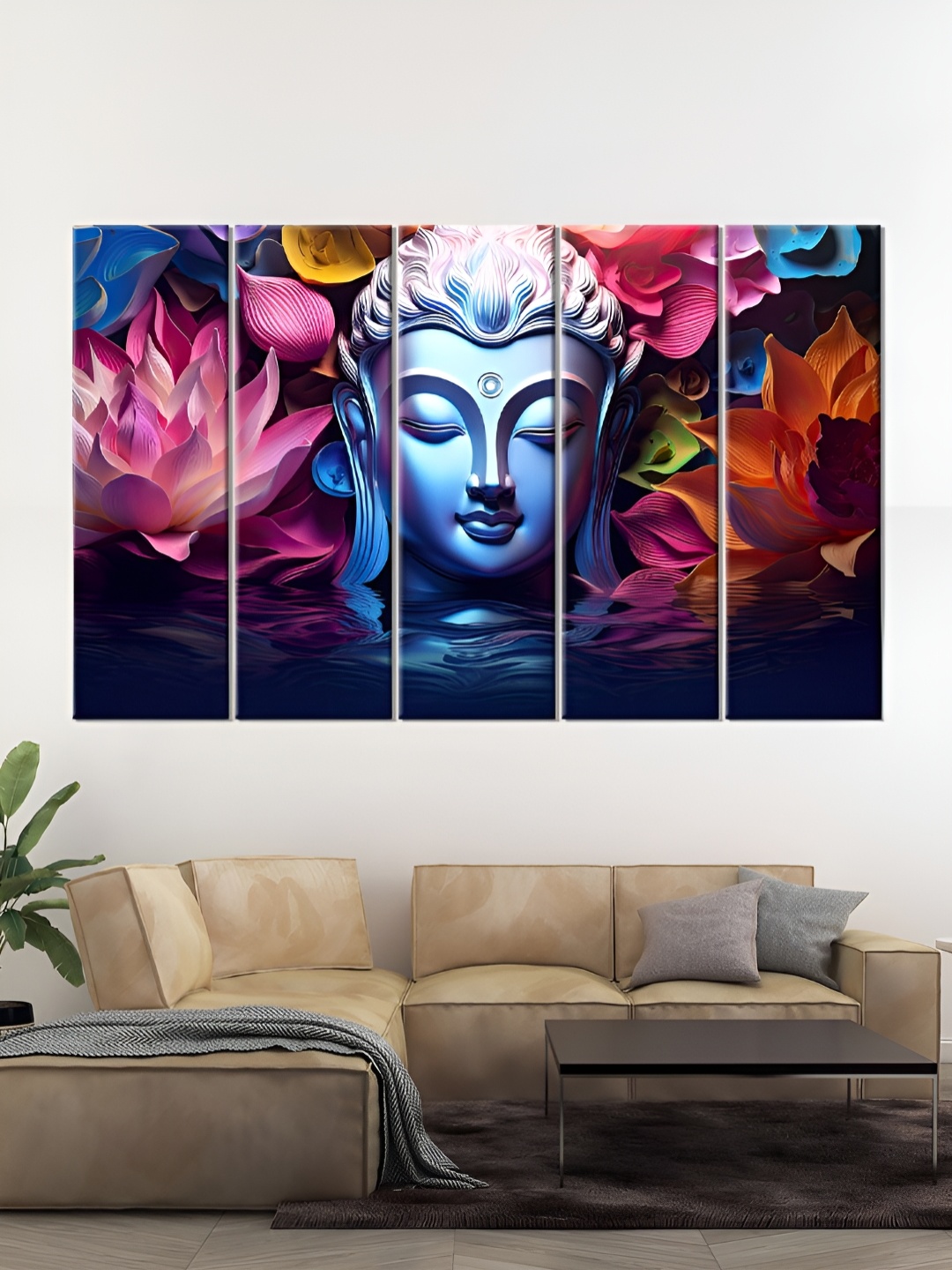

OLIVE TREE Blue & Pink 5 Piece Wood Religious Wall Art