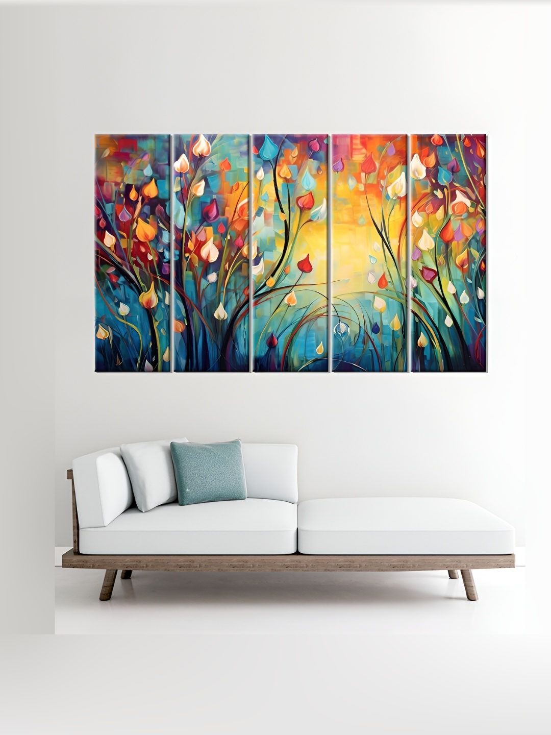

OLIVE TREE Yellow & Green 5 Piece Wood Floral and Botanical Wall Art