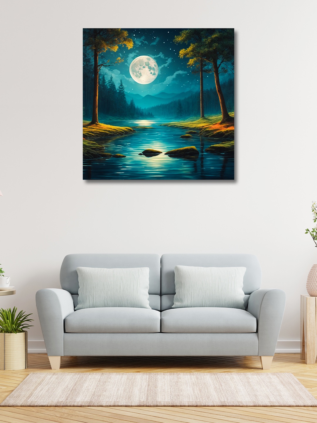 

OLIVE TREE Blue & Black Canvas Floral and Botanical Wall Art