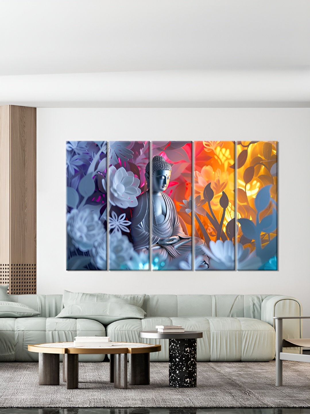 

OLIVE TREE Blue & Yellow 5 Piece Wood Religious Wall Art