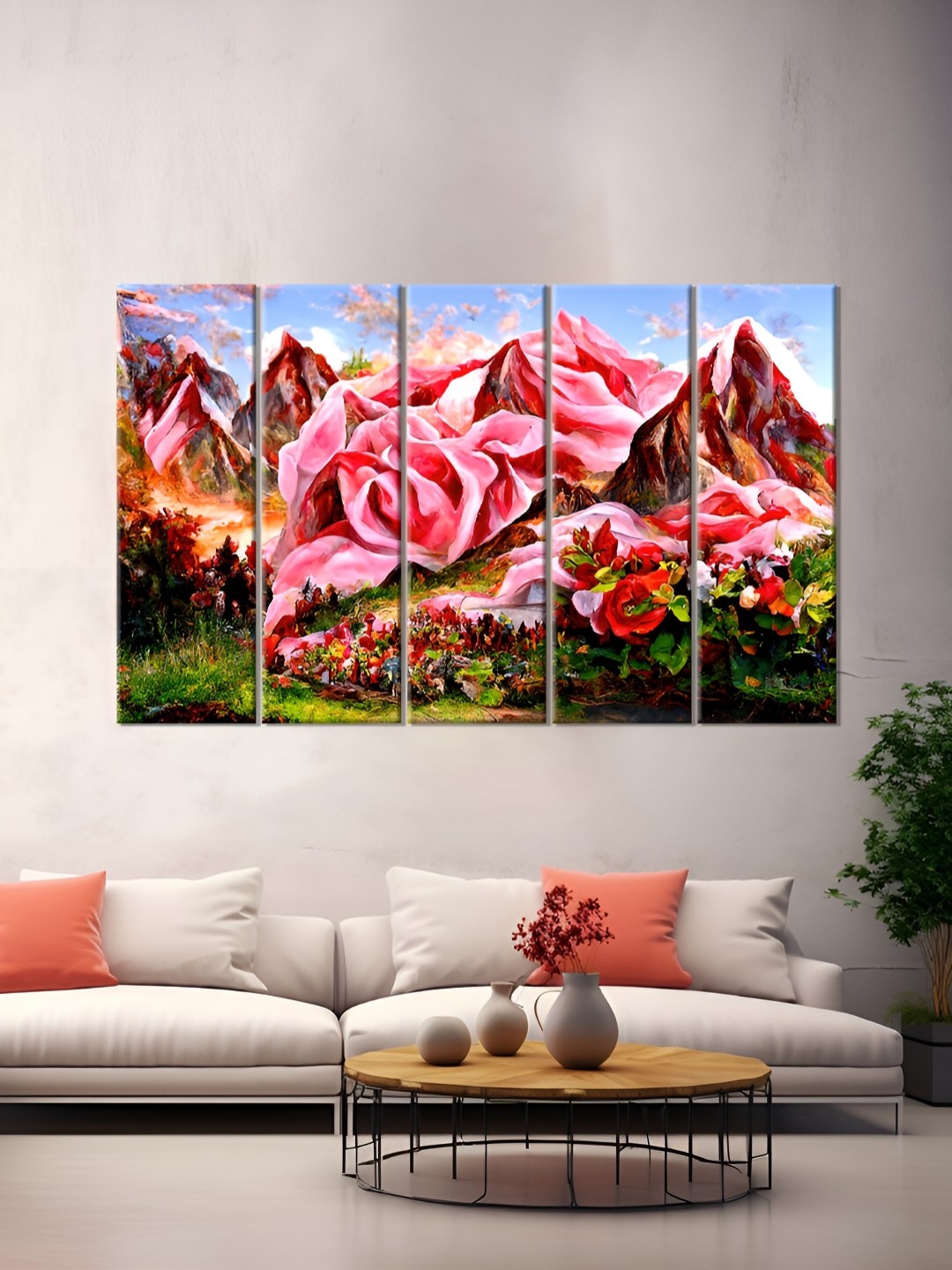 

OLIVE TREE Blue & Pink 5 Pieces Wood Wall Art