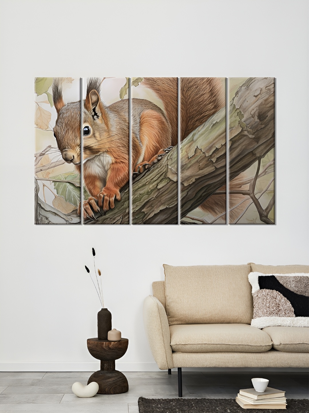

OLIVE TREE Brown & Coral 5 Piece Wood Birds and Animals Wall Art