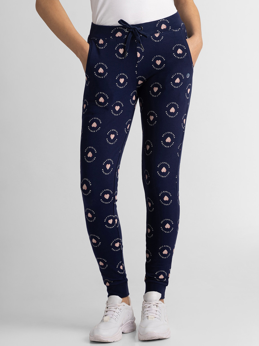

Van Heusen Graphic Printed Mid-Rise Pure Cotton Sports Joggers, Blue