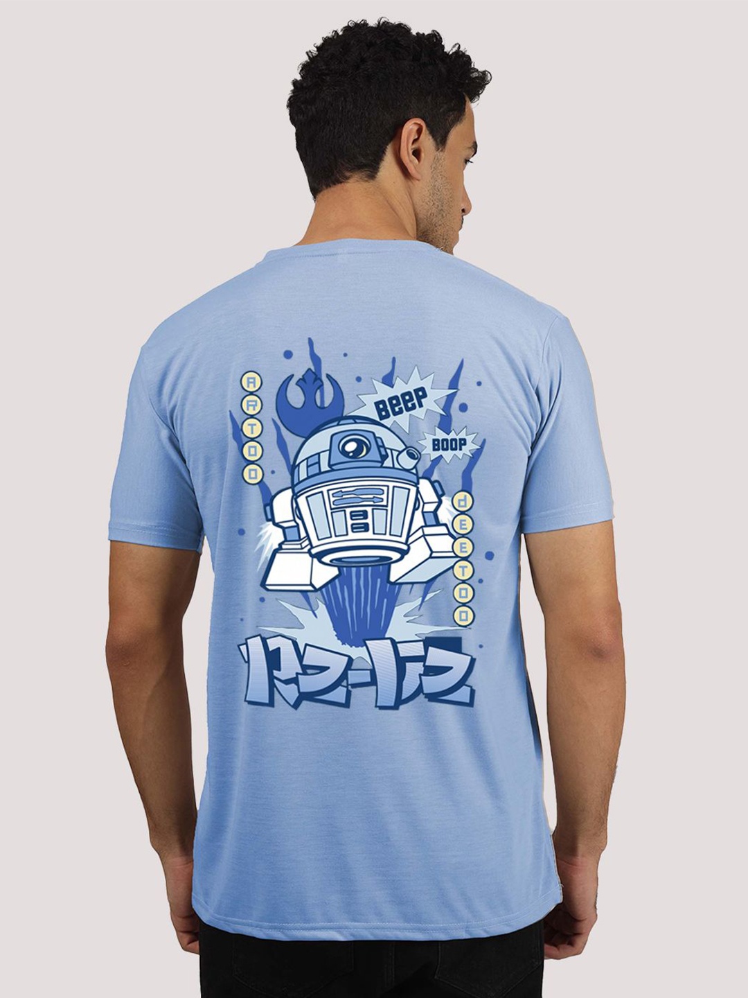 

Greylongg Men Graphic Printed Regular Sleeves T-shirt, Blue