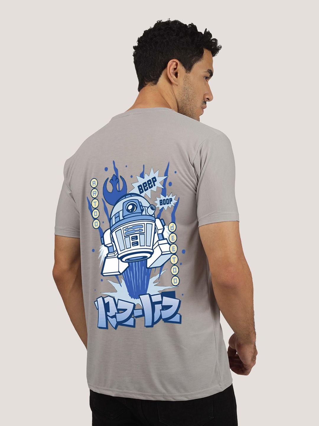 

Greylongg Men Graphic Printed Regular Sleeves T-shirt, Grey