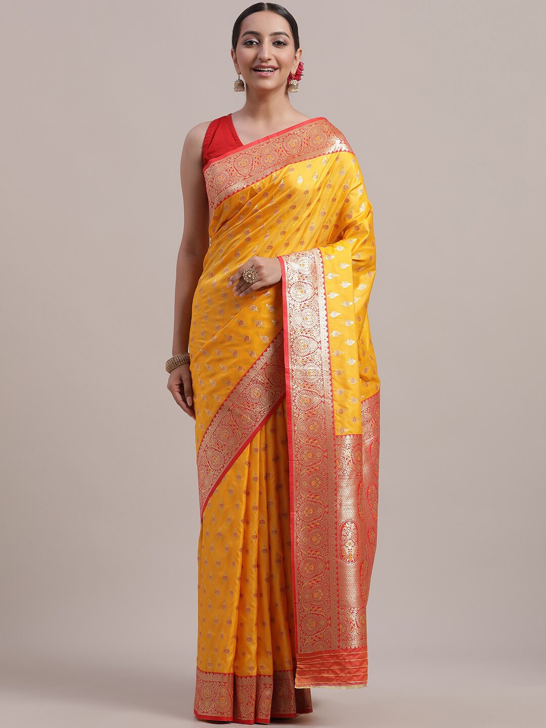 

Jhilmil Fashion Woven Design Zari Banarasi Saree, Yellow