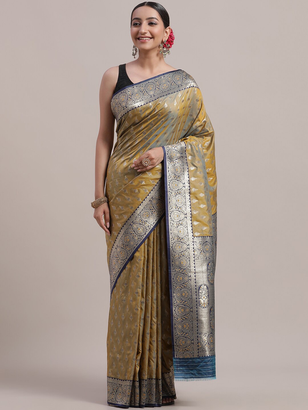 

Jhilmil Fashion Woven Design Zari Banarasi Saree, Gold