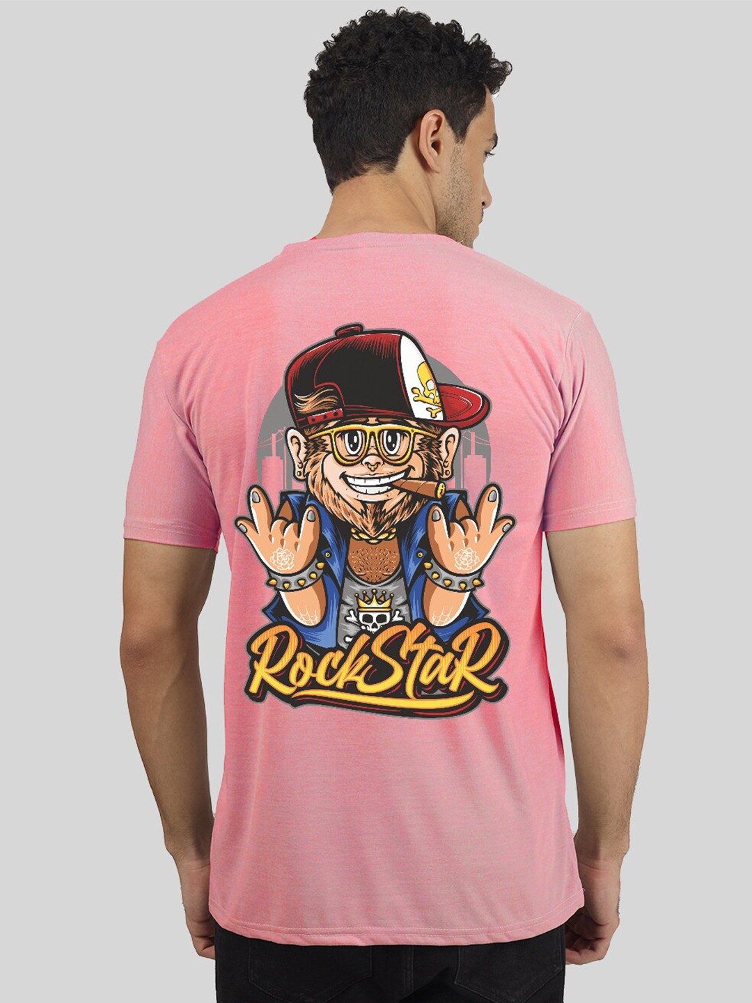 

Greylongg Men Graphic Printed Round Neck T-shirt, Pink
