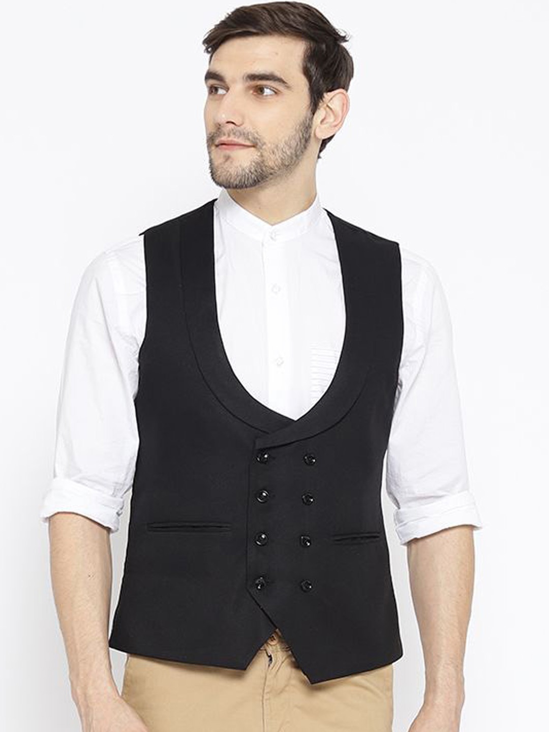 

Shaftesbury London Sleeveless Slim-Fit Waistcoat, Black