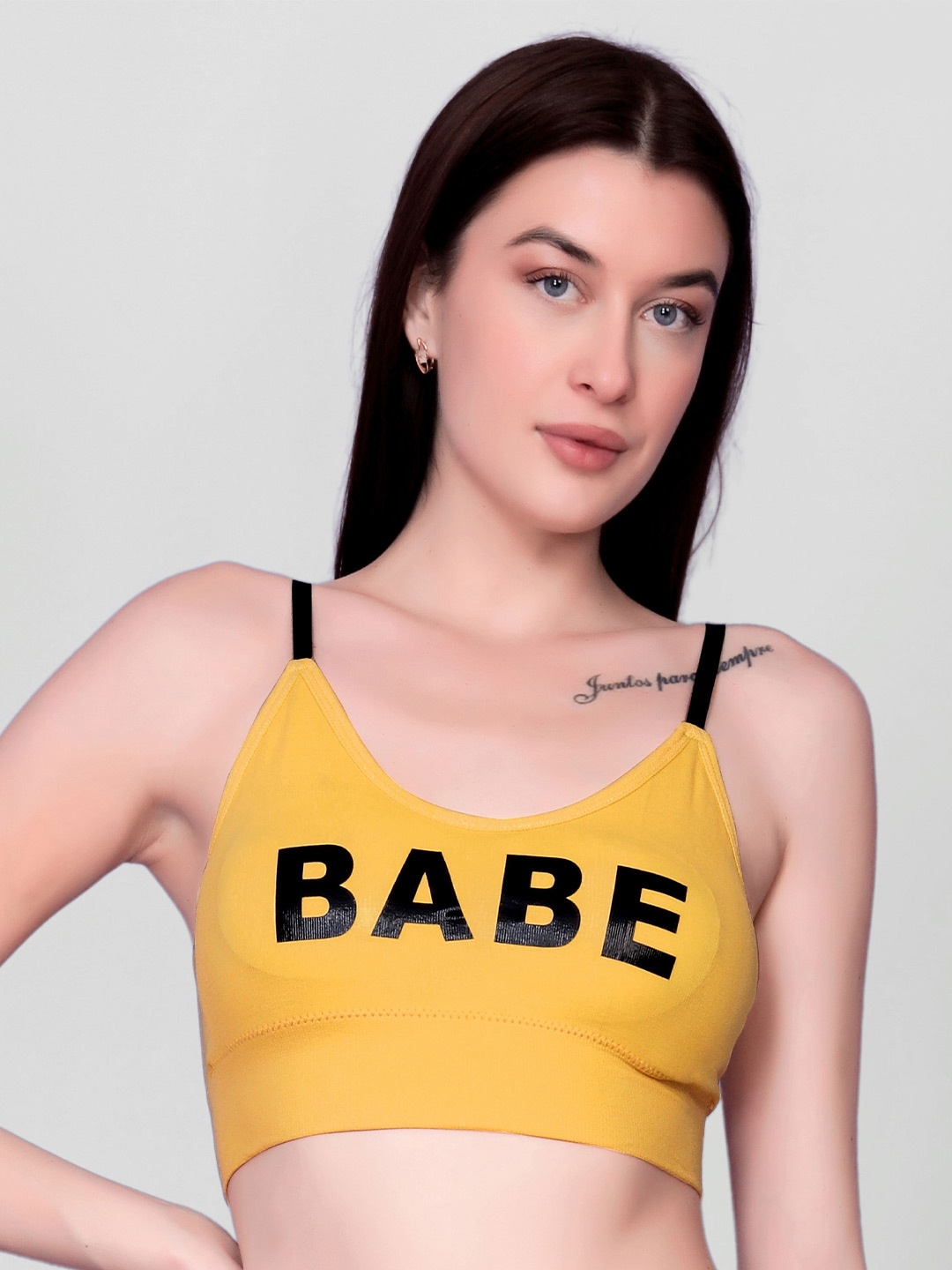 

DEALSEVEN FASHION Typography Full Coverage Lightly Padded Everyday Bra, Yellow
