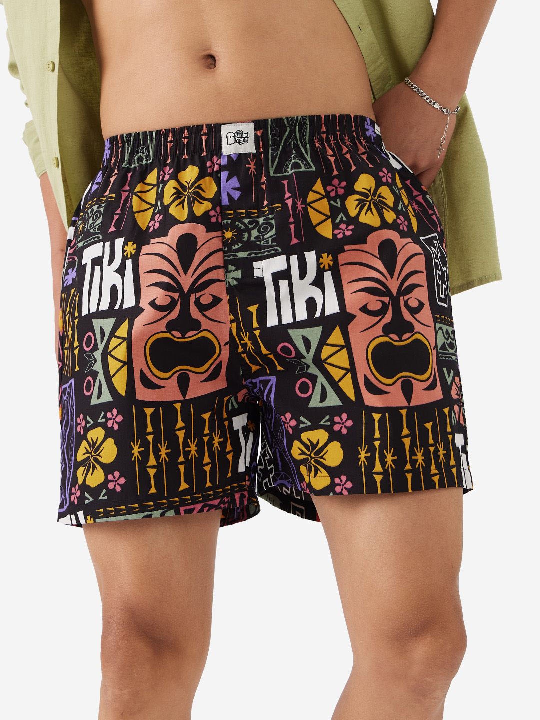 

The Souled Store Printed Pure Cotton Boxer- 254382, Black