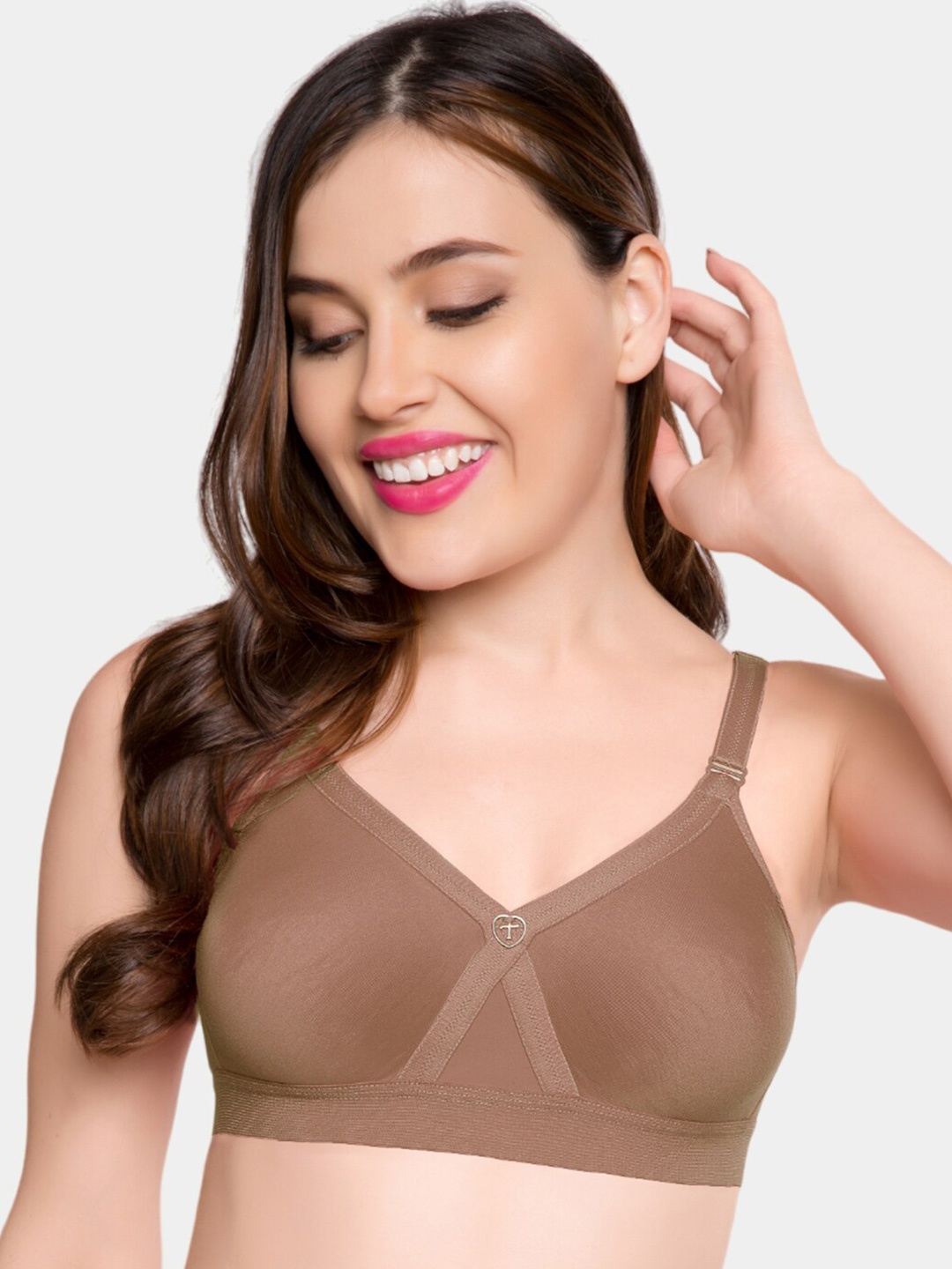 

Trylo Alpa Women Non-Padded Non-Wired Seamless Full Coverage T-Shirt Bra, Nude