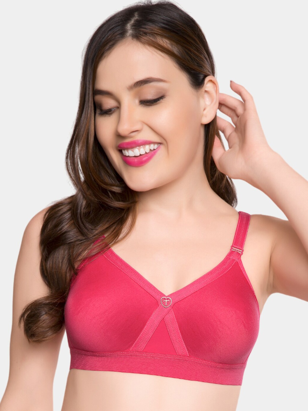 

Trylo Alpa Women Non-Padded Non-Wired Seamless Full Coverage T-Shirt Bra, Pink
