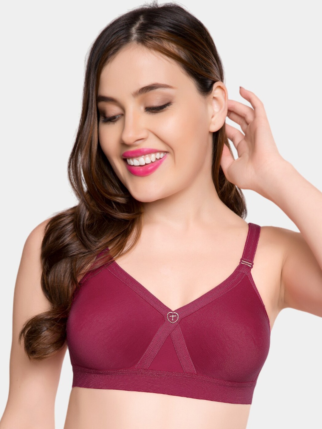 

Trylo Alpa Women Non-Padded Non-Wired Seamless Full Coverage T-Shirt Bra, Maroon