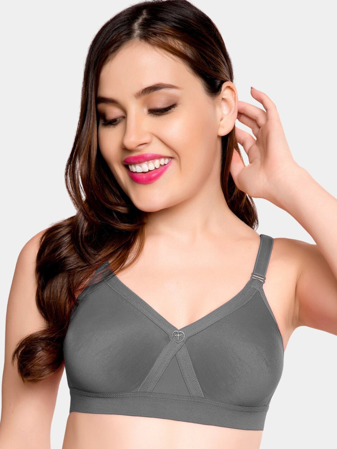 

Trylo Alpa Women Non-Padded Non-Wired Seamless Full Coverage T-Shirt Bra, Grey