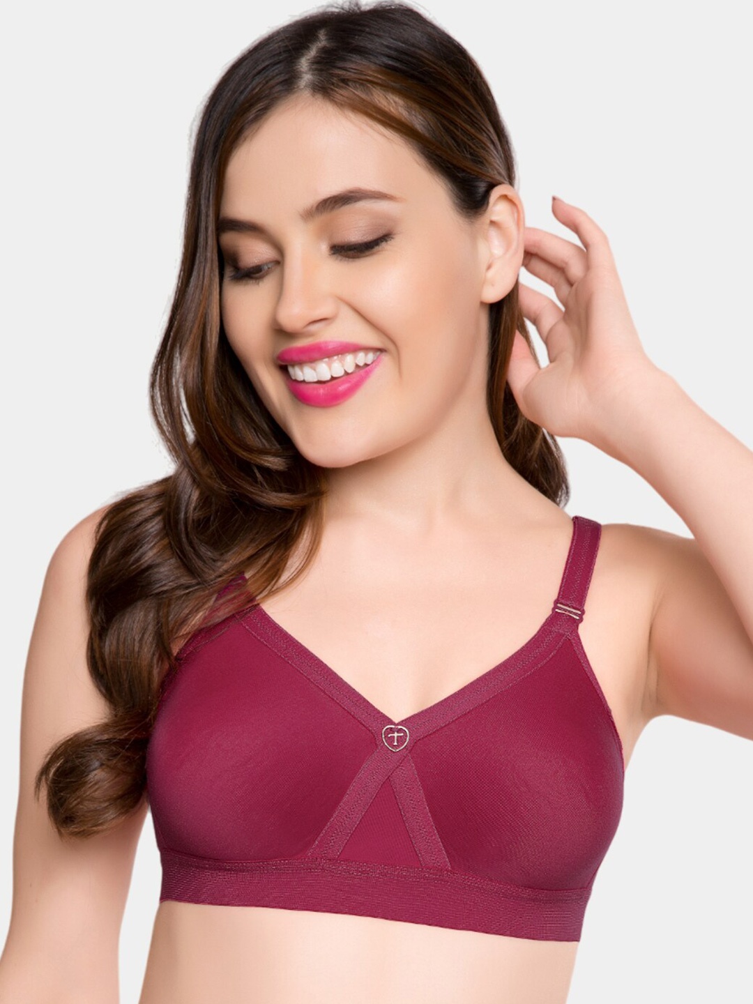 

Trylo Alpa Women Non-Padded Non-Wired Seamless Full Coverage T-Shirt Bra, Maroon