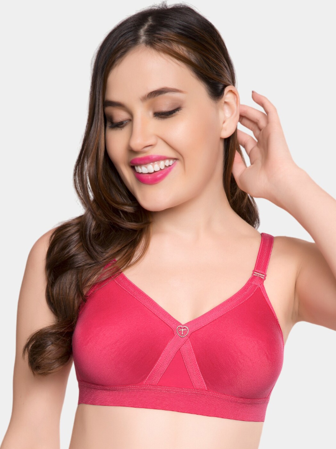 

Trylo Alpa Women Non-Padded Non-Wired Seamless Full Coverage T-Shirt Bra, Pink