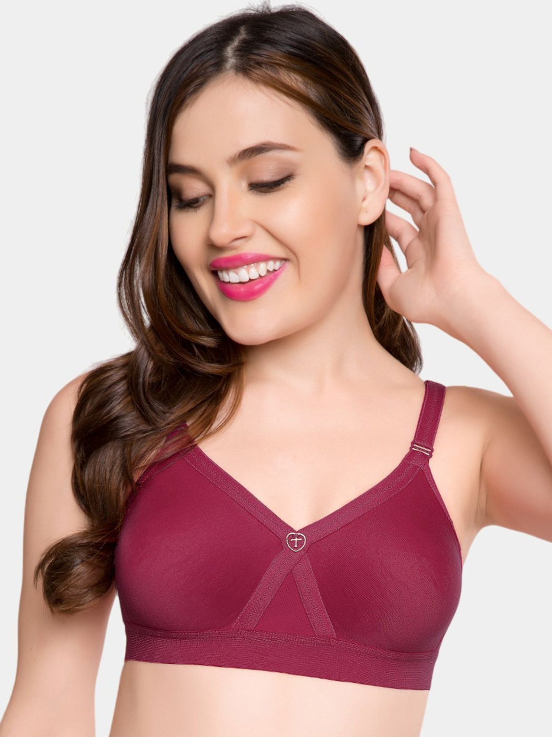 

Trylo Alpa Women Non-Padded Non-Wired Seamless Full Coverage T-Shirt Bra, Maroon