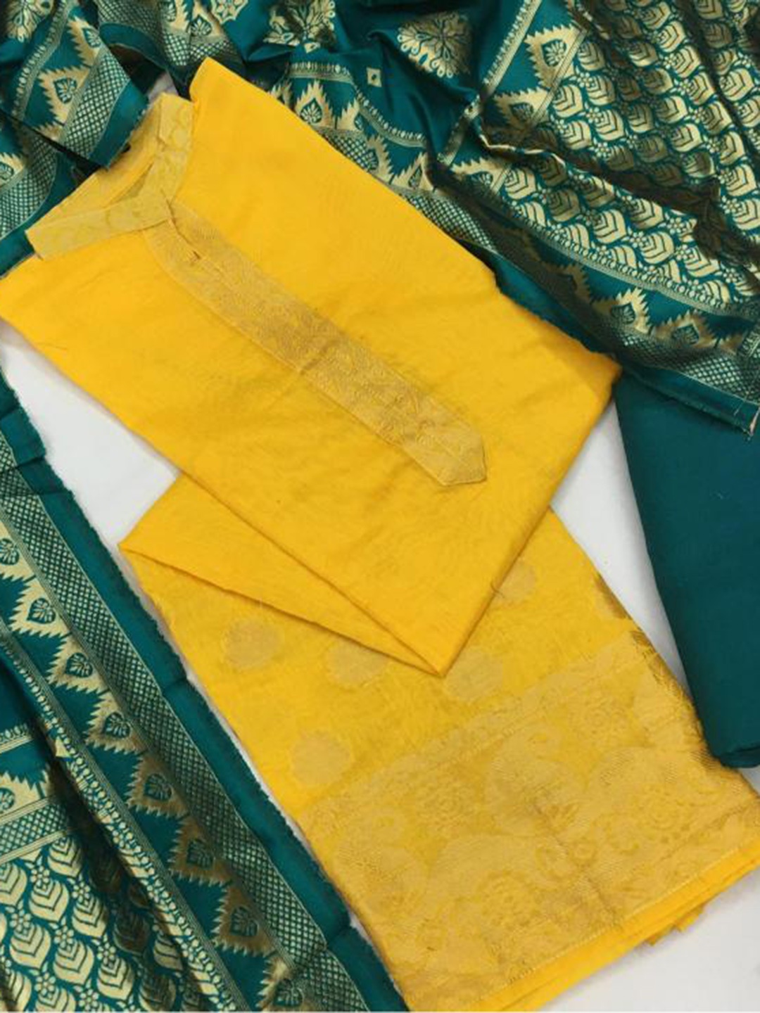 

Dori Embroidered Unstitched Dress Material, Yellow