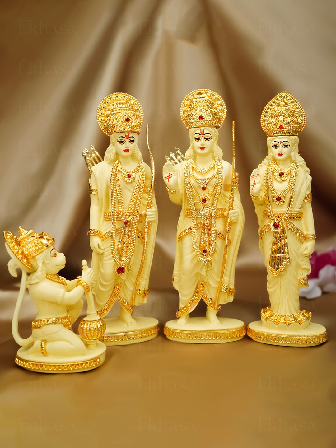 

Ekhasa Cream-Coloured Lord Ram Sita Laxman Hanuman Religious Idol Showpiece